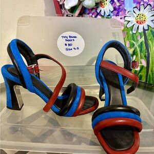Tory Burch Blue and Red Heels for a Bold Look